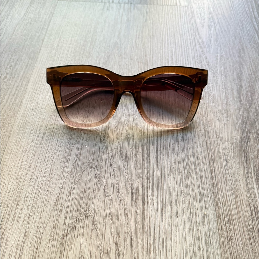quay australia after hours brown ombre overszied square statement sunglasses NEW